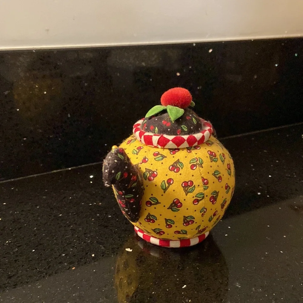 Mary Engelbreit Farmhouse Country Colorful Calico Soft Teapot Pin Cushion - Picture 2 of 8